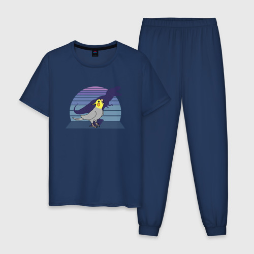 Мужская пижама хлопок Попугай Рекс, цвет темно-синий