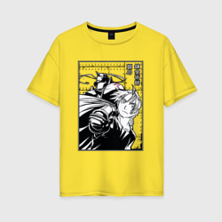 Женская футболка хлопок Oversize Elric, Fullmetal Alchemist