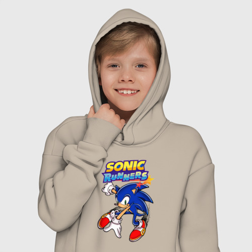 Детское худи Oversize хлопок Sonic, цвет миндальный - фото 12