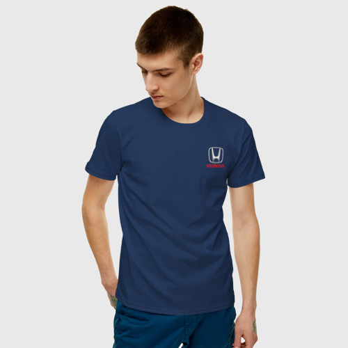Мужская футболка хлопок HONDA, цвет темно-синий - фото 3