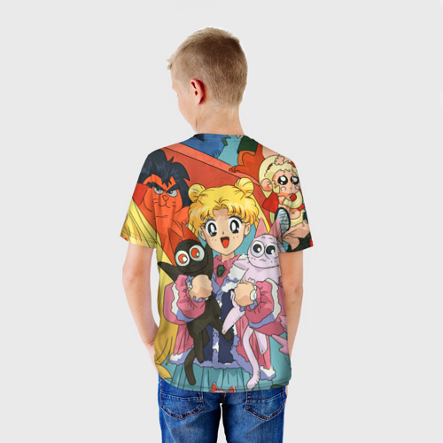 Детская футболка 3D с принтом Сейлор Мун, вид сзади #2