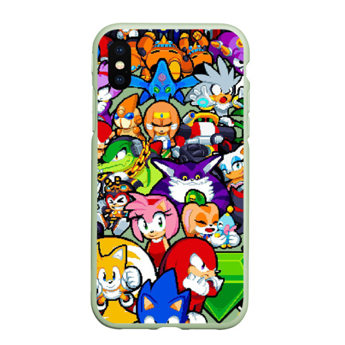 Чехол для iPhone XS Max матовый Sonic Pixel Friends, цвет салатовый