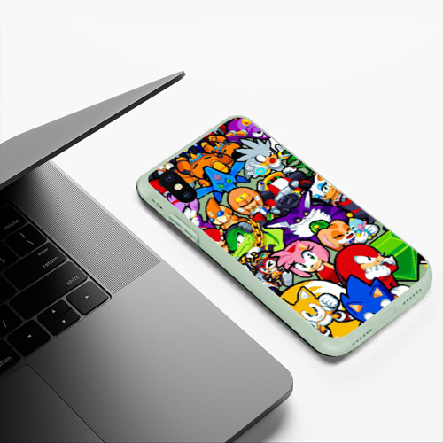 Чехол для iPhone XS Max матовый Sonic Pixel Friends, цвет салатовый - фото 5