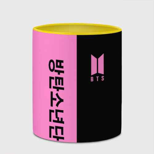 Кружка с полной запечаткой BTS black n pink, цвет белый + желтый - фото 4