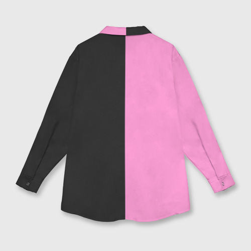 Женская рубашка oversize 3D с принтом BTS black n pink, вид сзади #1