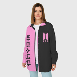 Женская рубашка oversize 3D BTS black n pink - фото 2