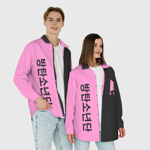 Женская рубашка oversize 3D с принтом BTS black n pink, фото #4