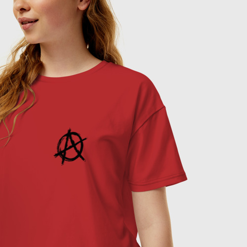 Женская футболка хлопок Oversize Анархия anarchy, цвет красный - фото 3