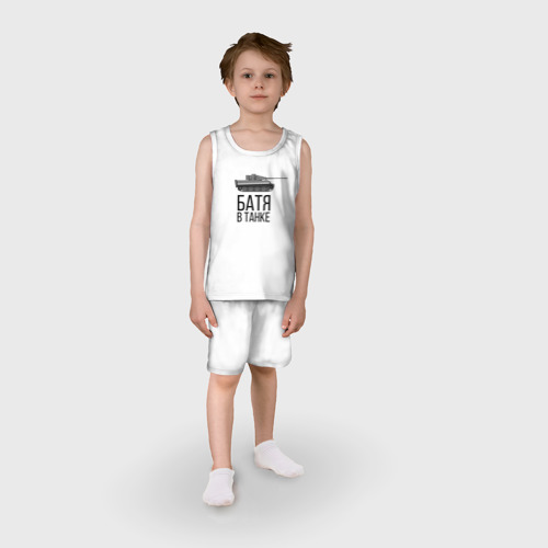 Детская пижама с шортами хлопок Батя в танке, цвет белый - фото 3