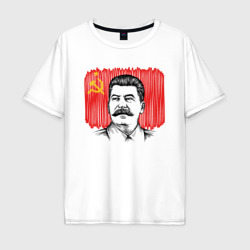 Мужская футболка хлопок Oversize Сталин и флаг СССР