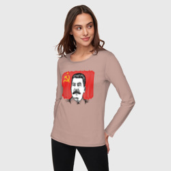 Женский лонгслив хлопок Сталин и флаг СССР - фото 2
