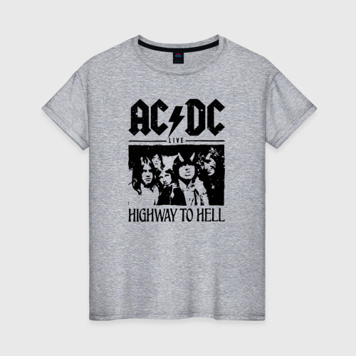 Женская футболка хлопок AC/DC Highway to hell, цвет меланж