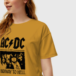 Женская футболка хлопок Oversize AC/DC Highway to hell - фото 2