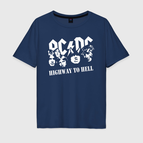 Мужская футболка хлопок Oversize AC/DC Highway to Hell, цвет темно-синий