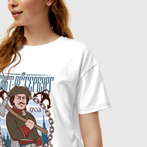 Женская футболка хлопок Oversize Санкт-Петербург, цвет белый - фото 3
