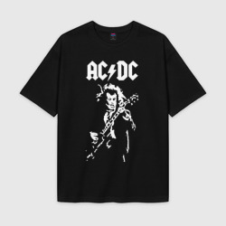 Женская футболка Oversize хлопок texturе AC/DC