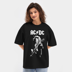Женская футболка Oversize хлопок texturе AC/DC - фото 2