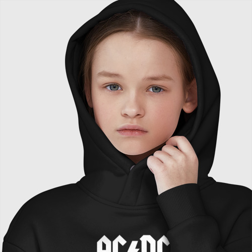 Детское худи Oversize хлопок AC/DC, цвет черный - фото 6