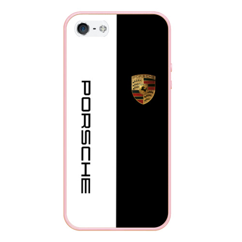 Чехол для iPhone 5/5S матовый Porsche Порше, цвет светло-розовый