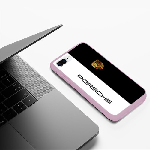 Чехол для iPhone 7Plus/8 Plus матовый Porsche Порше, цвет розовый - фото 5