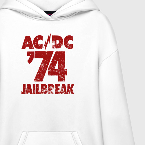 Худи SuperOversize хлопок AC/DC 74 jailbreak, цвет белый - фото 3