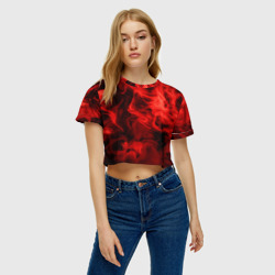 Женская футболка Crop-top 3D Красный дым - фото 2