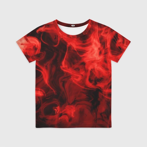 Детская футболка 3D с принтом Красный дым, вид спереди #2