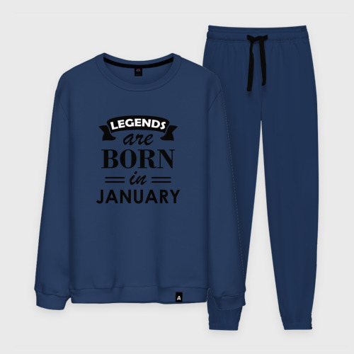 Мужской костюм хлопок Legends are born in january, цвет темно-синий