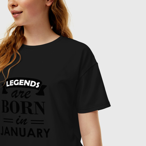 Женская футболка хлопок Oversize Legends are born in january, цвет черный - фото 3