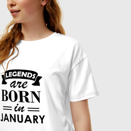 Женская футболка хлопок Oversize Legends are born in january, цвет белый - фото 3