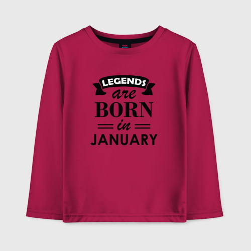 Детский лонгслив хлопок Legends are born in january, цвет маджента