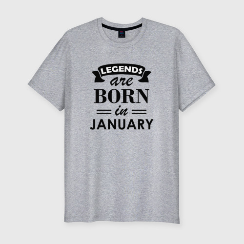 Мужская футболка хлопок Slim Legends are born in january, цвет меланж