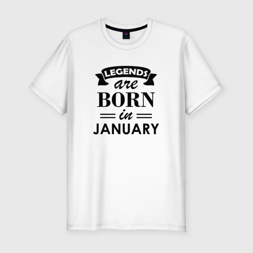 Мужская футболка хлопок Slim Legends are born in january, цвет белый