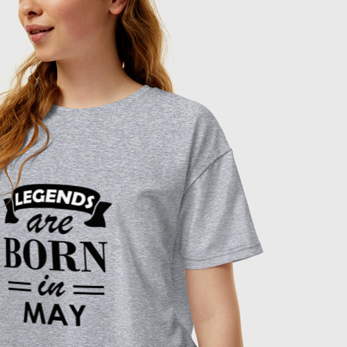 Женская футболка хлопок Oversize Legends are born in May, цвет меланж - фото 3