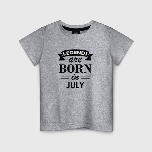 Детская футболка хлопок Legends are born in july, цвет меланж