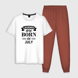 Мужская пижама с белой футболкой хлопок Legends are born in july