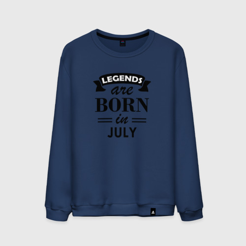 Мужской свитшот хлопок Legends are born in july, цвет темно-синий