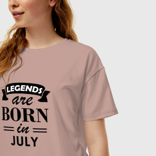 Женская футболка хлопок Oversize Legends are born in july, цвет пыльно-розовый - фото 3