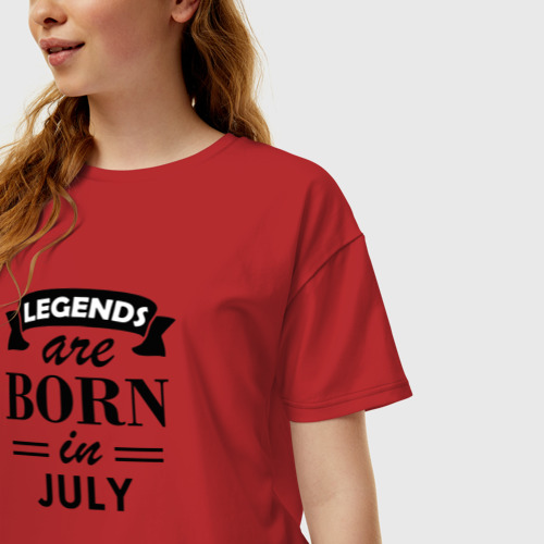 Женская футболка хлопок Oversize Legends are born in july, цвет красный - фото 3