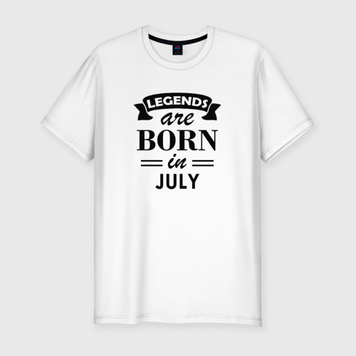 Мужская приталенная футболка из хлопка с принтом Legends are born in july, вид спереди №1