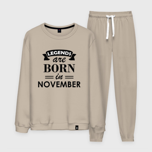 Мужской костюм хлопок Legends are born in November, цвет миндальный