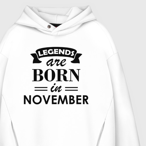 Мужское худи Oversize хлопок Legends are born in November, цвет белый - фото 4