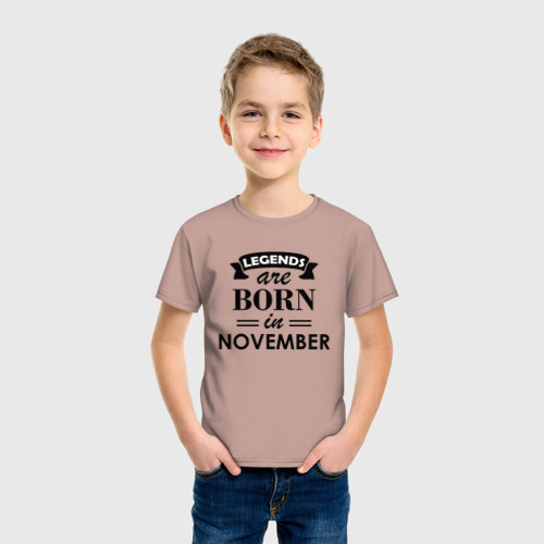 Детская футболка хлопок Legends are born in November, цвет пыльно-розовый - фото 3