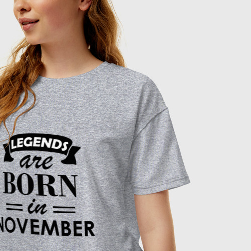 Женская футболка хлопок Oversize Legends are born in November, цвет меланж - фото 3