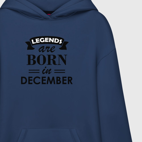 Худи SuperOversize хлопок Legends are born in december, цвет темно-синий - фото 3