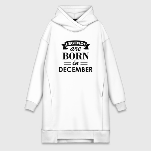 Платье-худи хлопок Legends are born in december, цвет белый