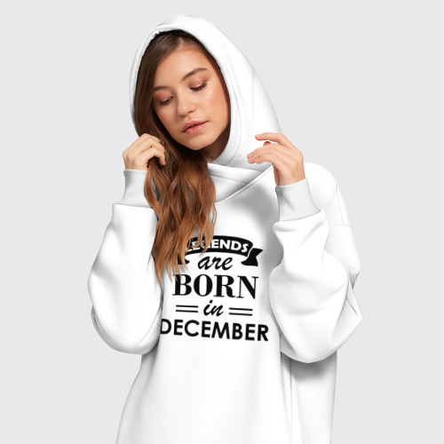 Платье-худи хлопок Legends are born in december, цвет белый - фото 3