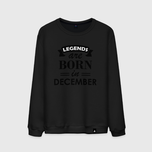 Мужской свитшот хлопок Legends are born in december, цвет черный