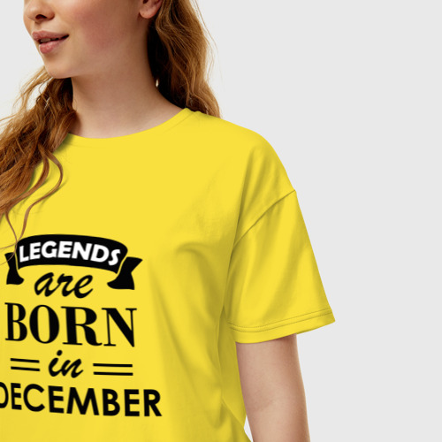 Женская футболка хлопок Oversize Legends are born in december, цвет желтый - фото 3