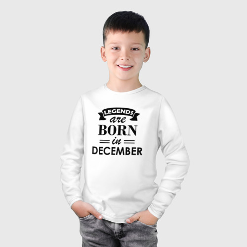 Детский лонгслив хлопок Legends are born in december, цвет белый - фото 3